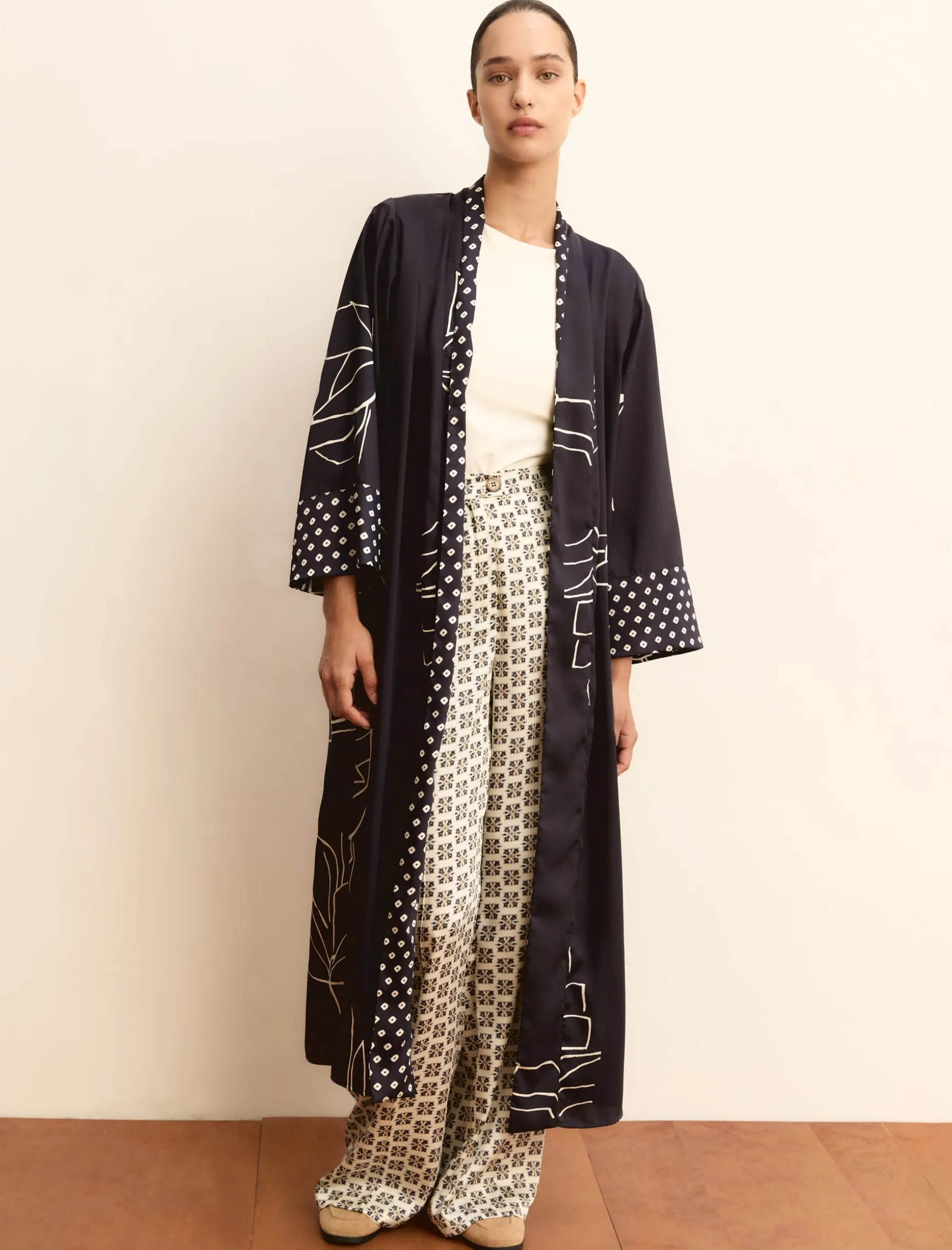 Kimono in twill stampato - BLU