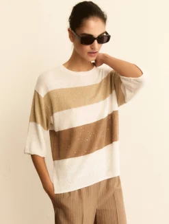 Maglia boxy in misto lino - BIANCO