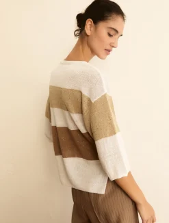Maglia boxy in misto lino - BIANCO