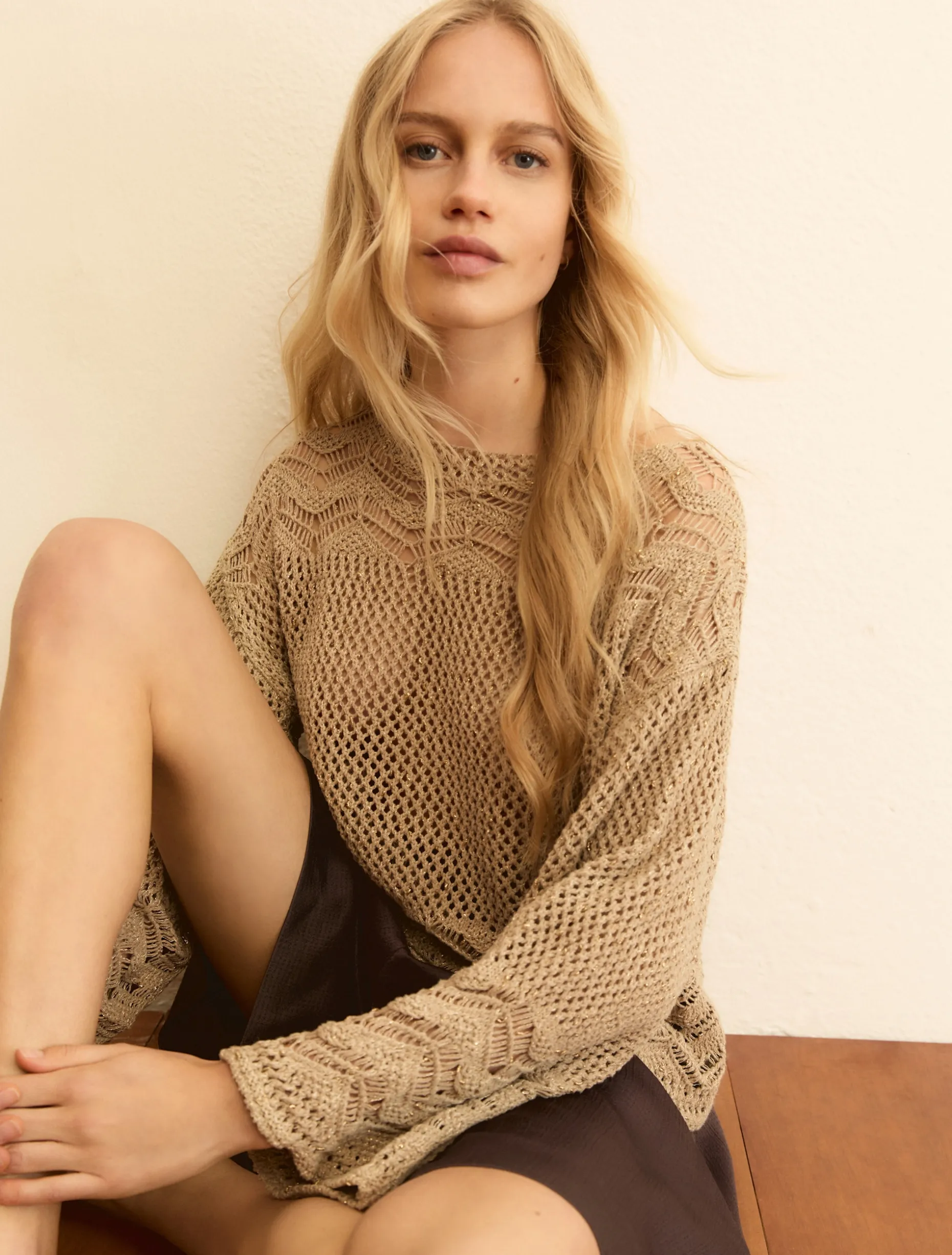 Maglia con lurex - CAMMELLO