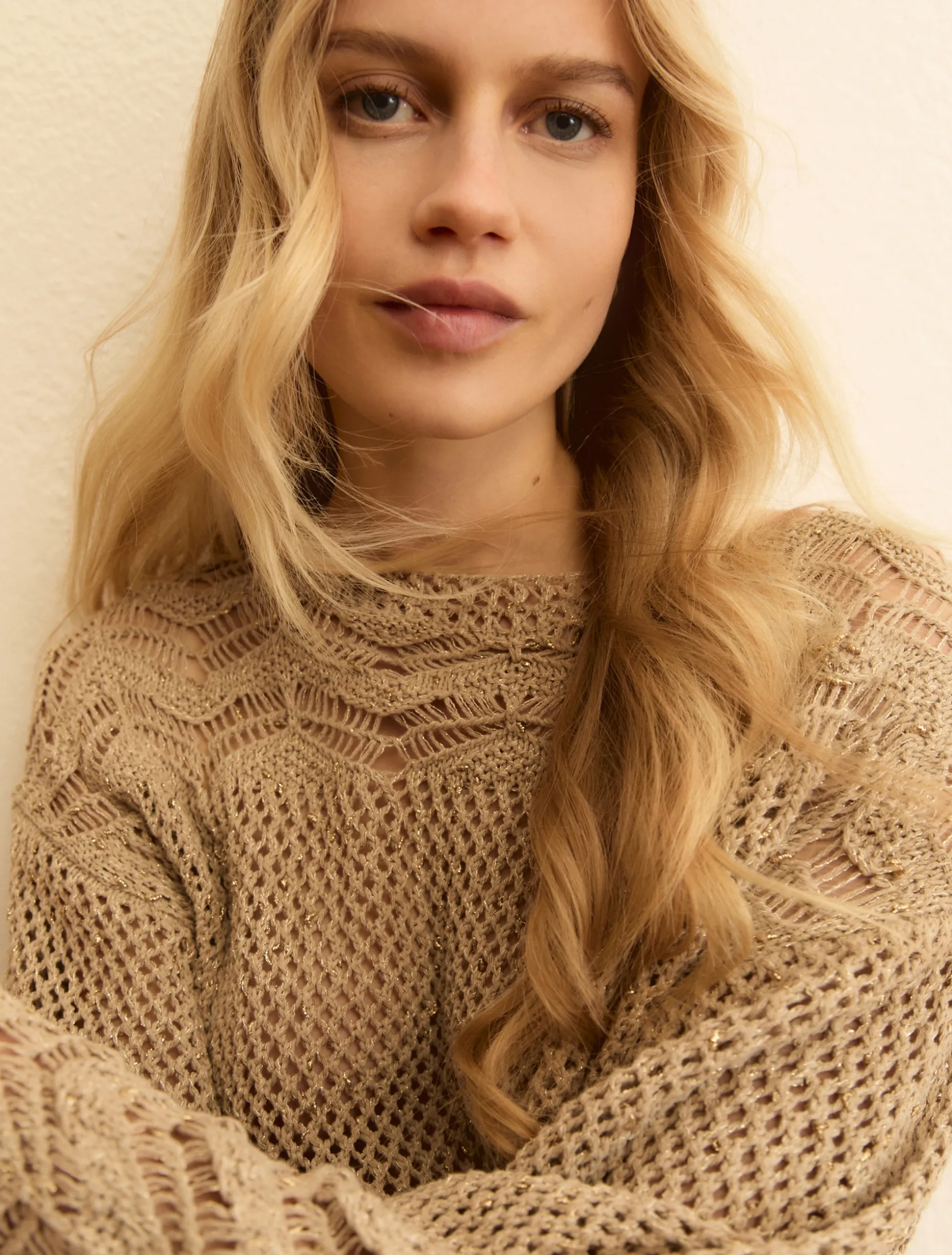 Maglia con lurex - CAMMELLO