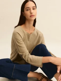 Maglia con lurex e micro paillette - BEIGE