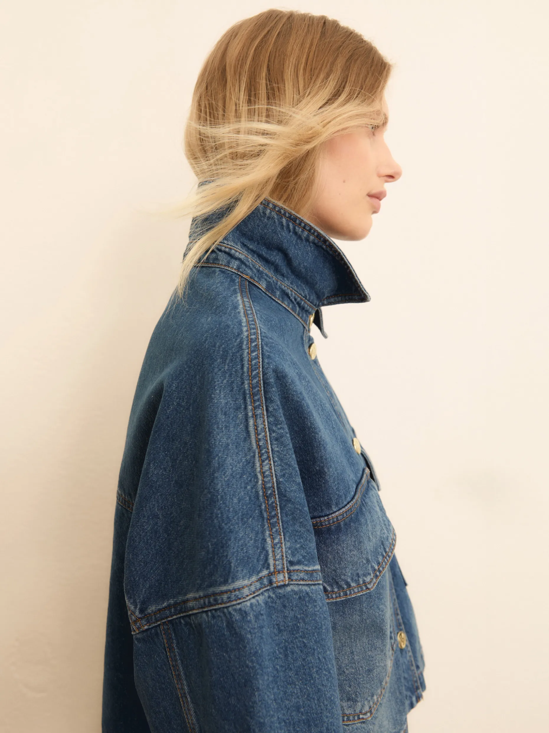 Overshirt cropped in denim - BLUE JEANS