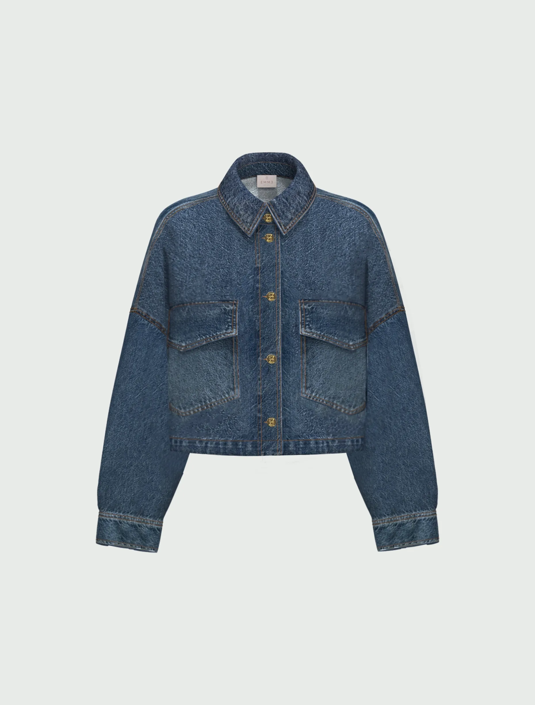Overshirt cropped in denim - BLUE JEANS