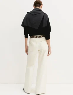 Pantalone 5 tasche in raso stretch - AVORIO