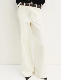 Pantalone 5 tasche in raso stretch - AVORIO