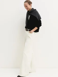 Pantalone 5 tasche in raso stretch - AVORIO