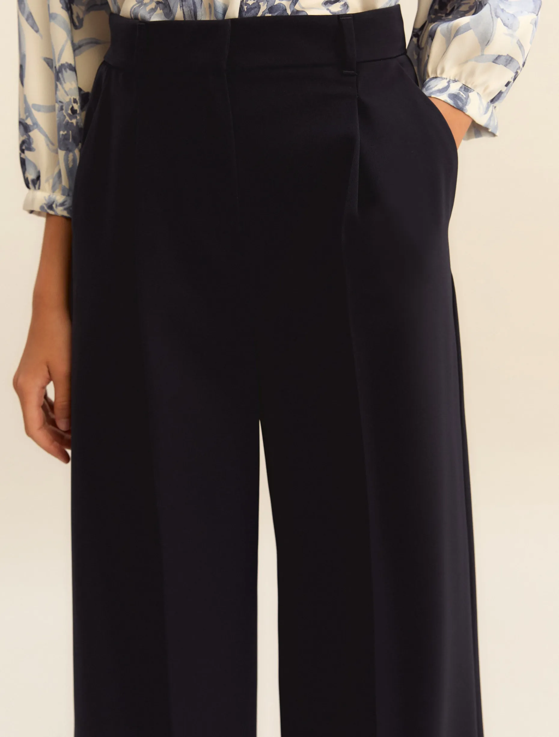 Pantalone ampio in twill stretch - BLU