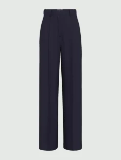 Pantalone ampio in twill stretch - BLU