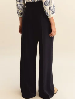 Pantalone ampio in twill stretch - BLU