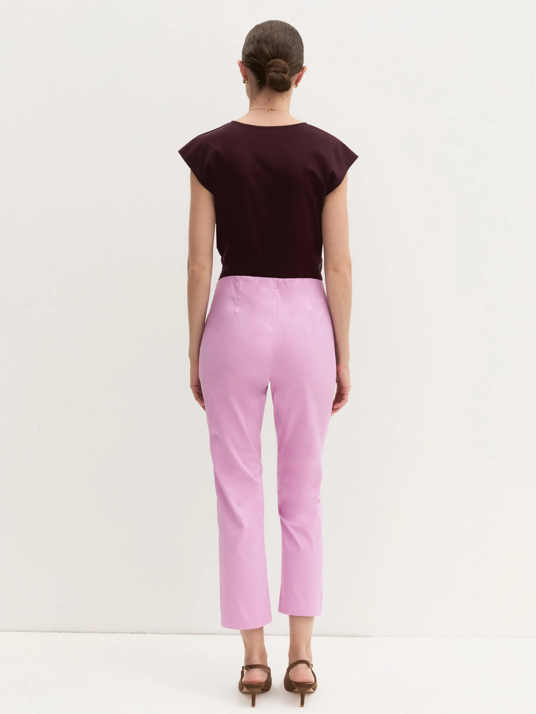 Pantalone capri in cotone stretch - ROSA INTENSO