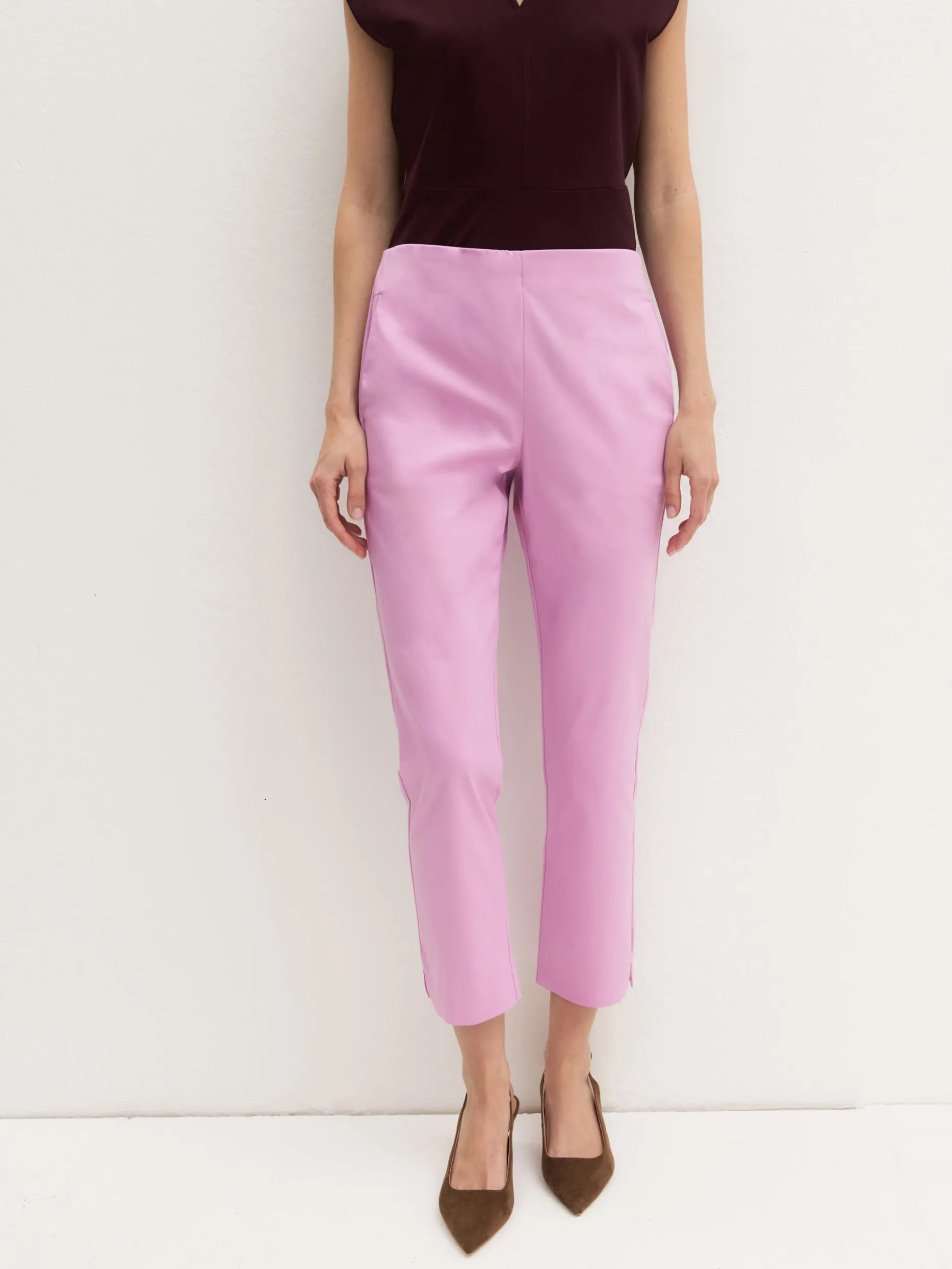 Pantalone capri in cotone stretch - ROSA INTENSO