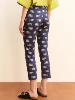 Pantalone capri in raso stretch - BLU