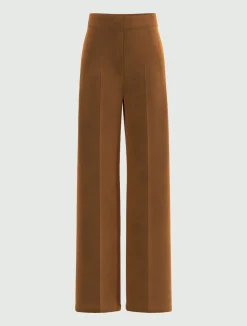 Pantalone dritto in jersey stretch - COGNAC