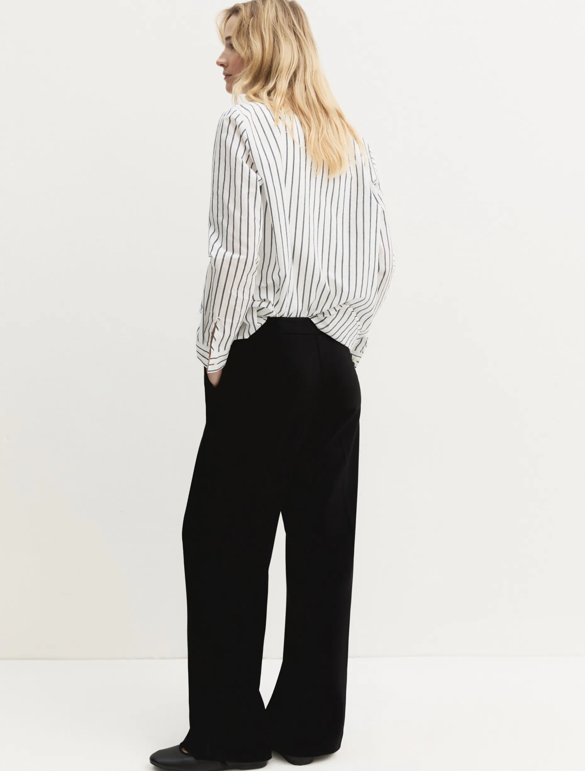 Pantalone dritto in jersey stretch - NERO