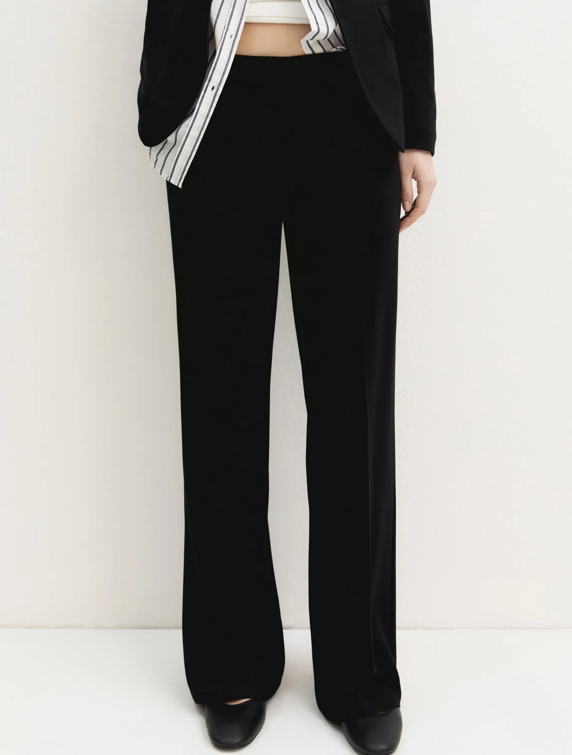 Pantalone dritto in jersey stretch - NERO
