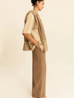 Pantalone dritto in misto viscosa - CAMMELLO