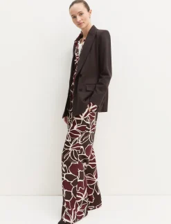 Pantalone dritto in twill stampato - MARRONE