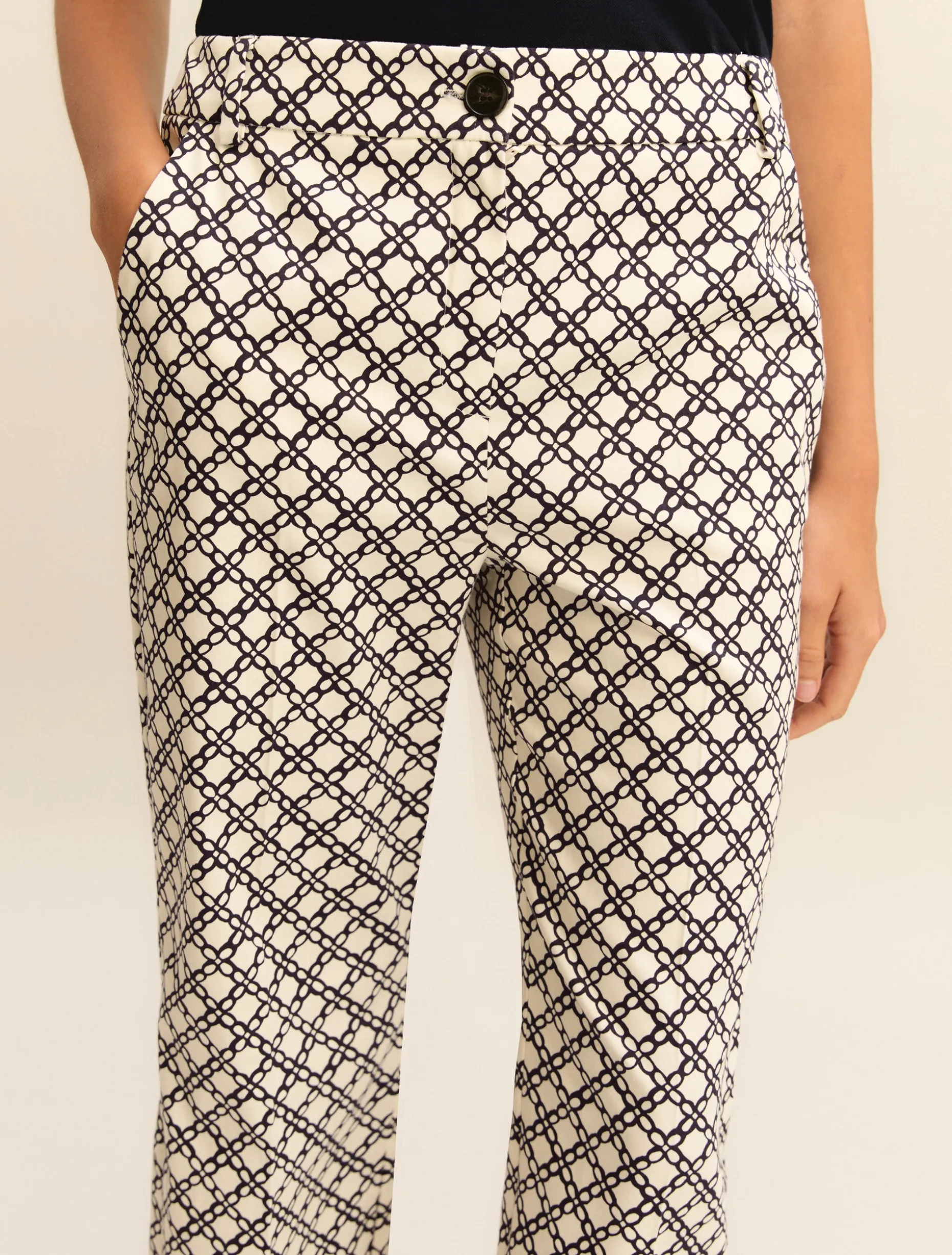 Pantalone flare in cotone stretch - PANNA