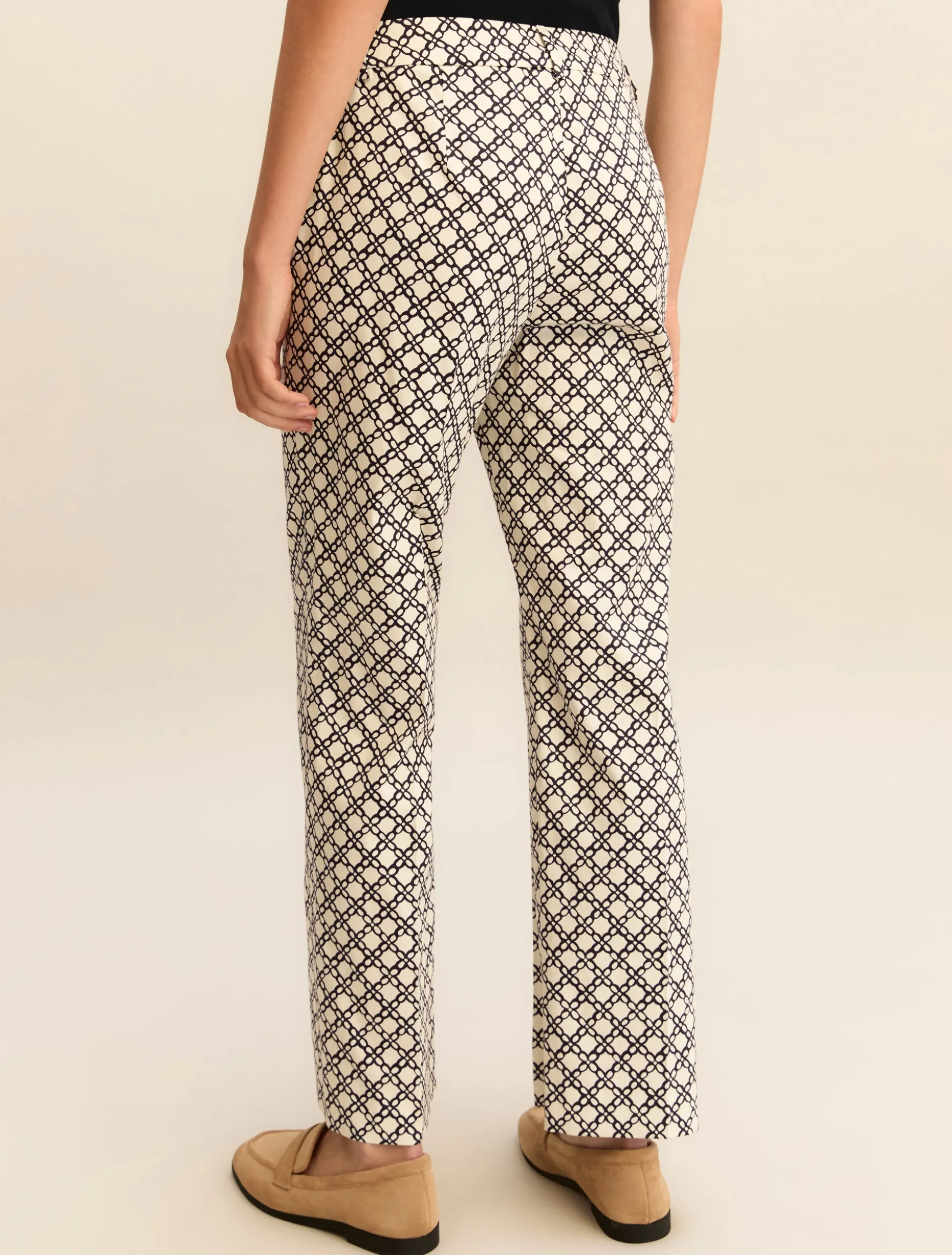 Pantalone flare in cotone stretch - PANNA
