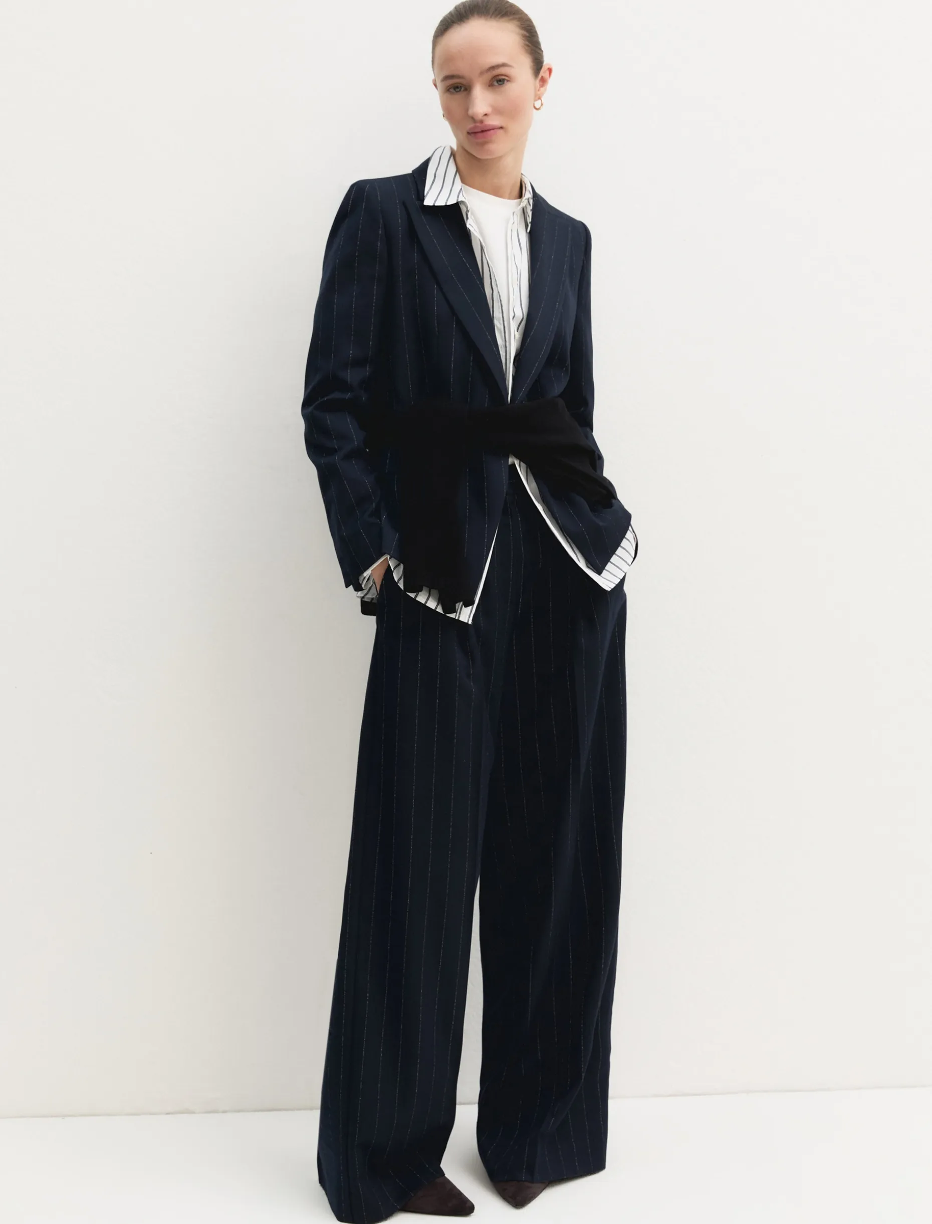 Pantalone in gessato lamé - NAVY
