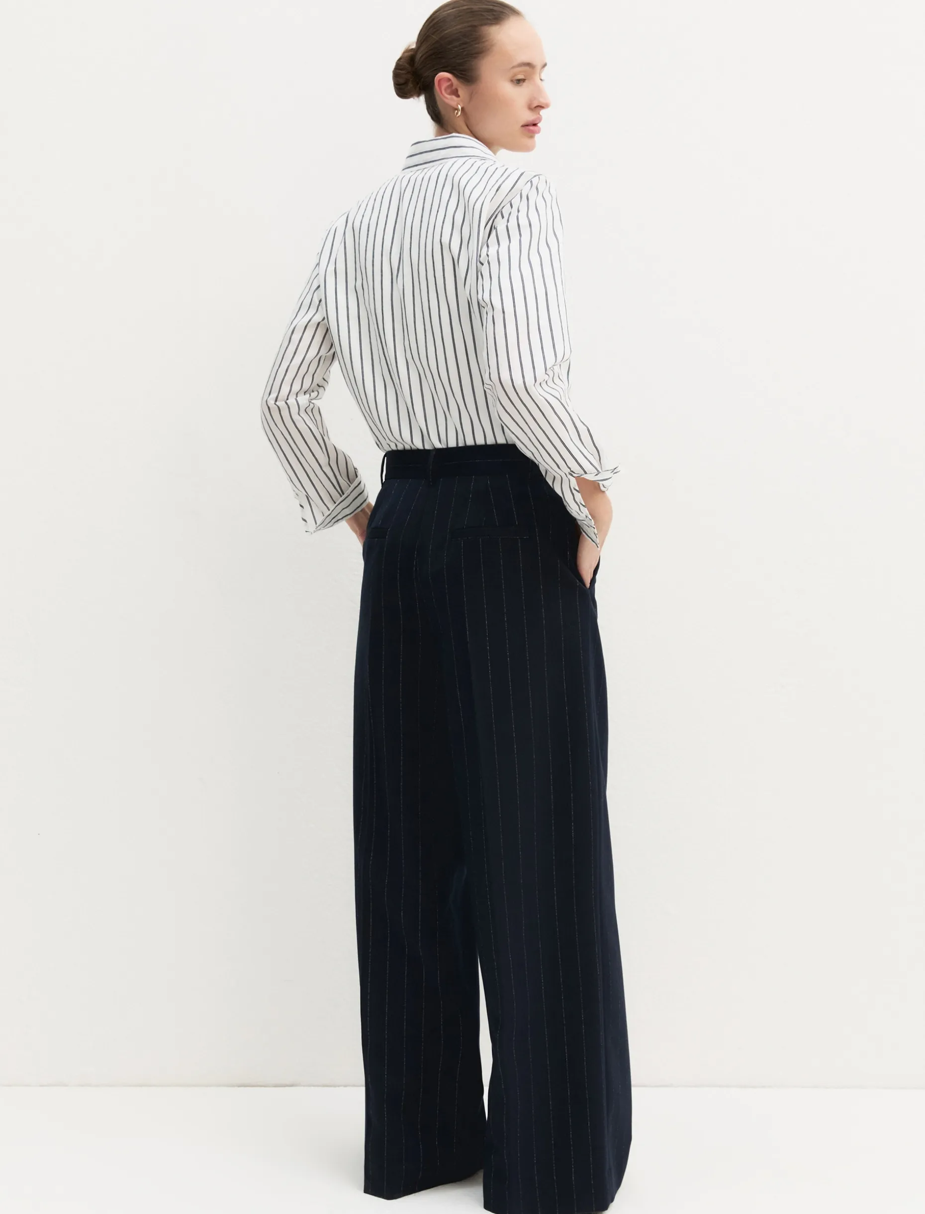 Pantalone in gessato lamé - NAVY