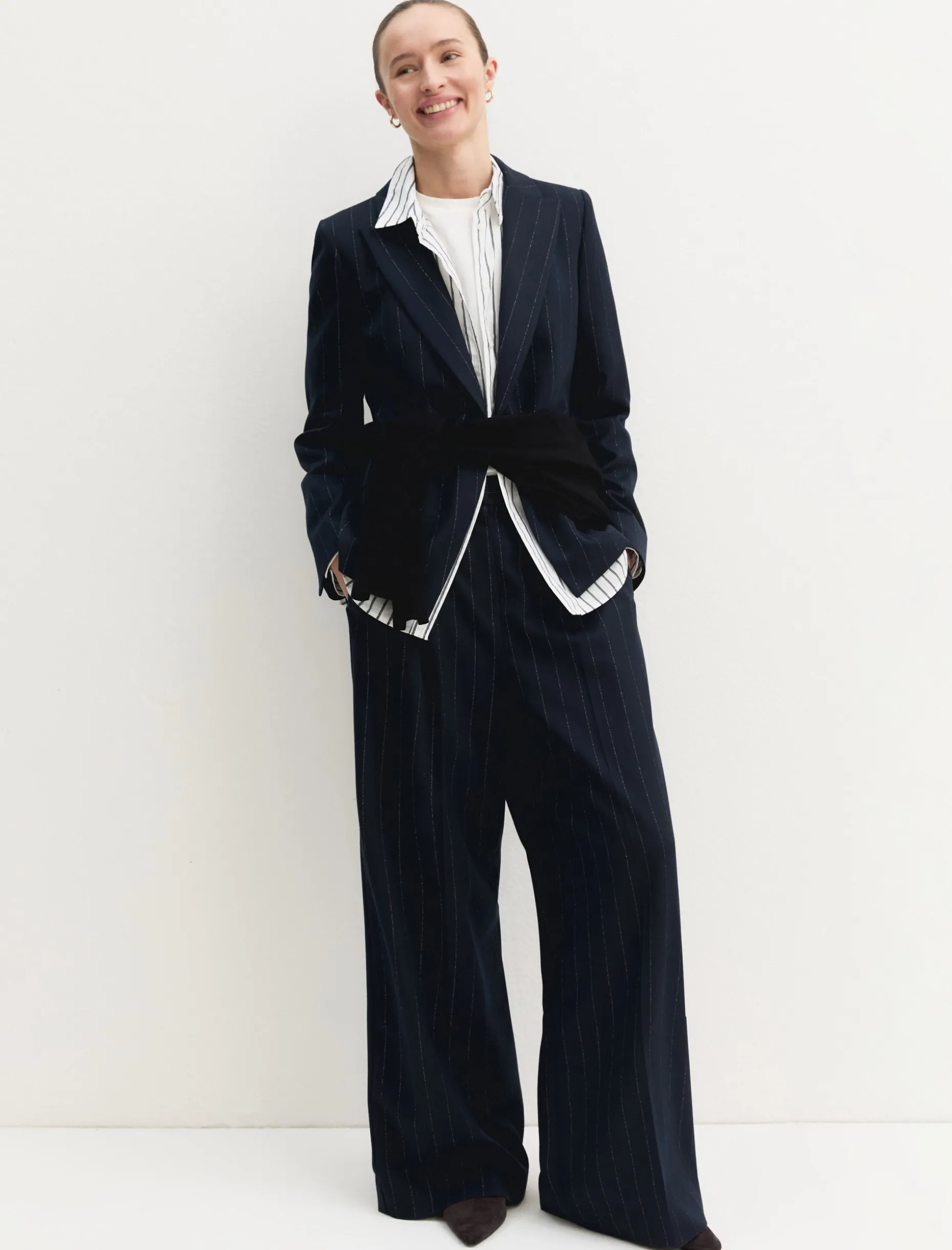 Pantalone in gessato lamé - NAVY