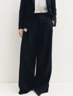 Pantalone in gessato lamé - NAVY