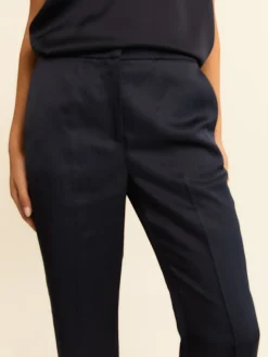 Pantalone in raso di lino e viscosa - BLU