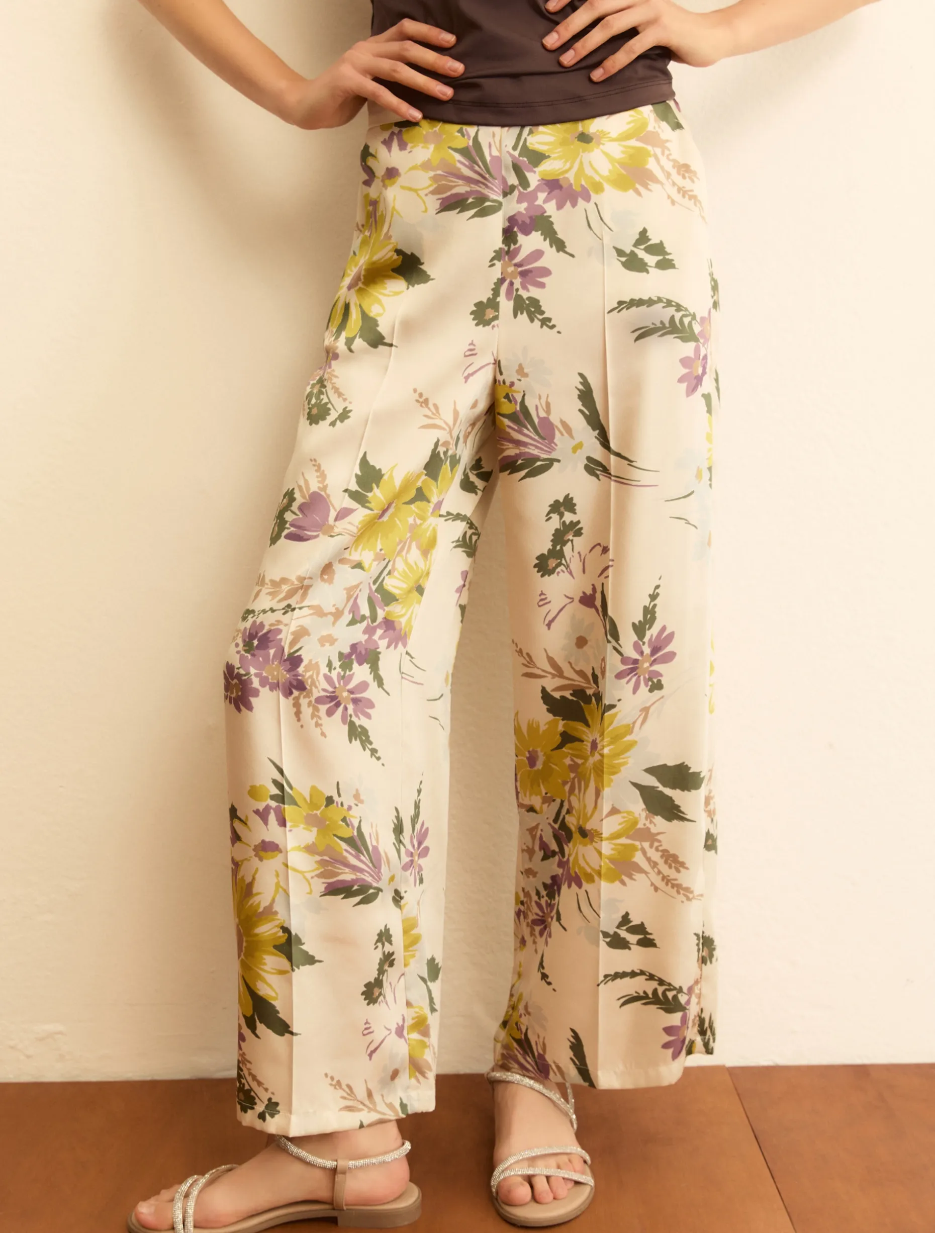 Pantalone in twill stampato - BIANCO LANA