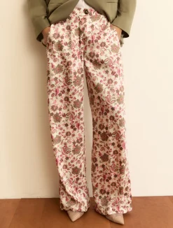 Pantalone in twill stampato - ROSA PERLATO