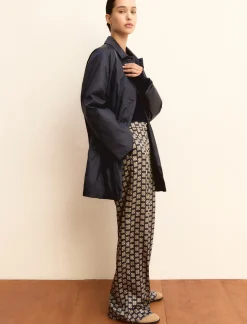 Pantalone in twill stampato - BLU