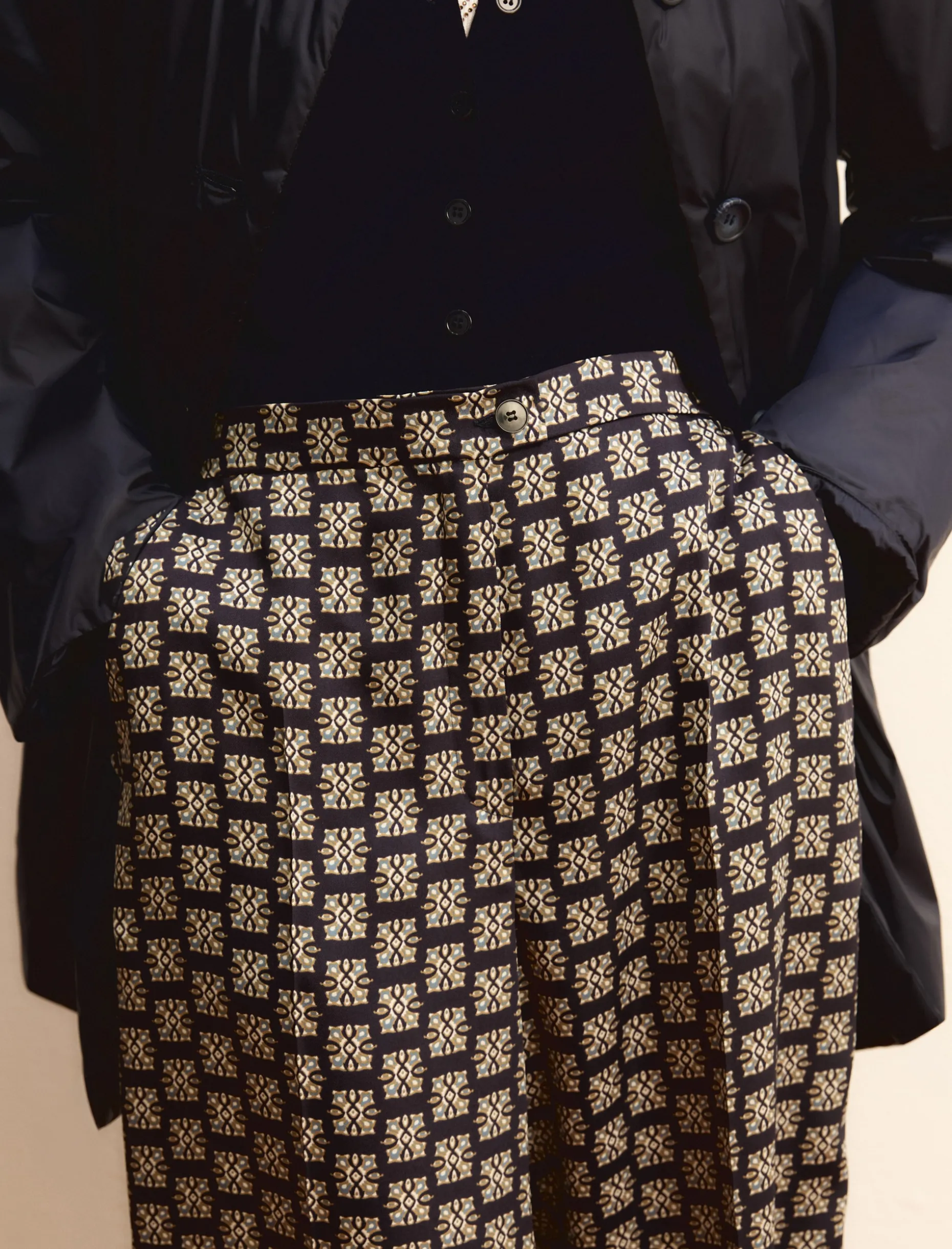 Pantalone in twill stampato - BLU