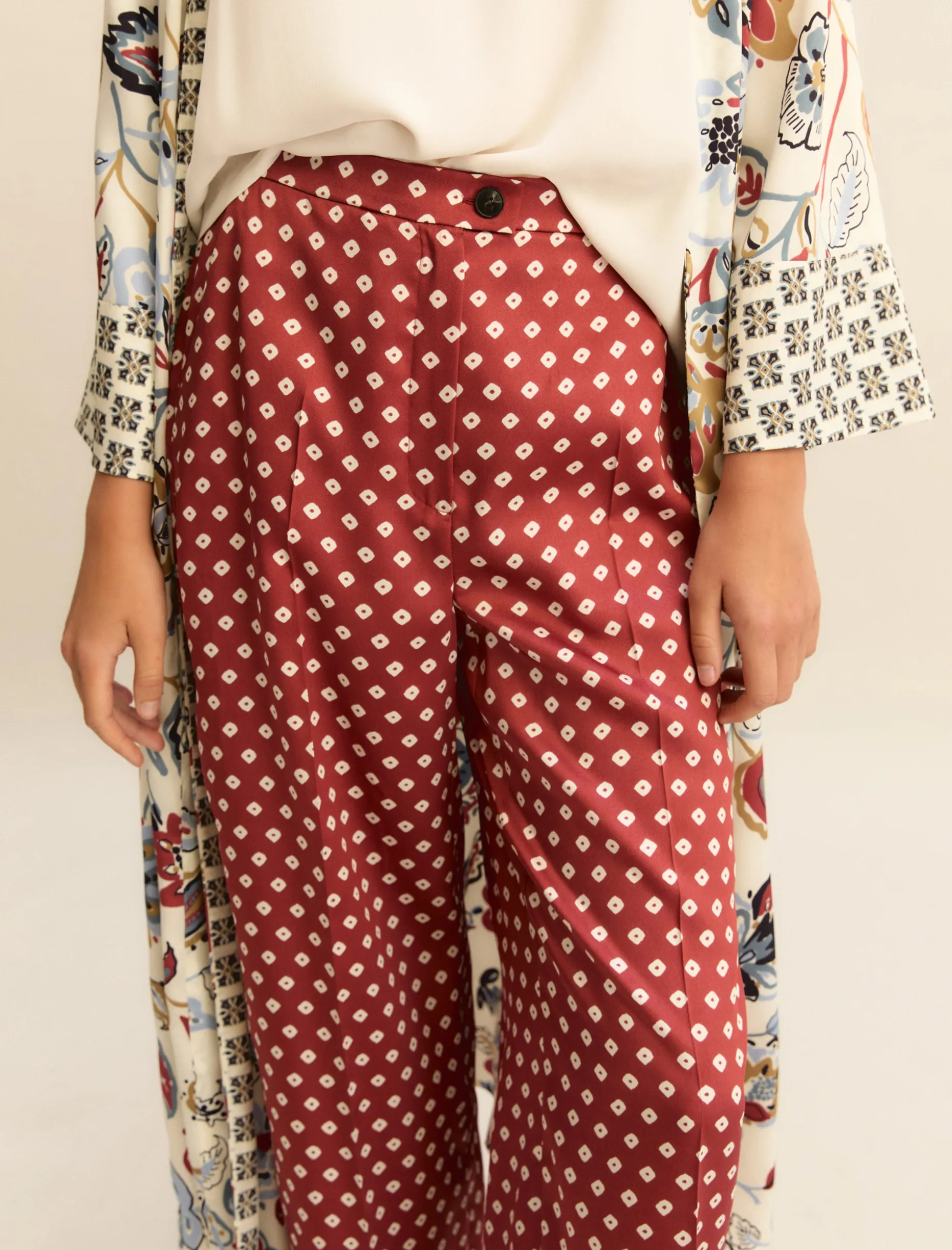 Pantalone in twill stampato - CILIEGIA