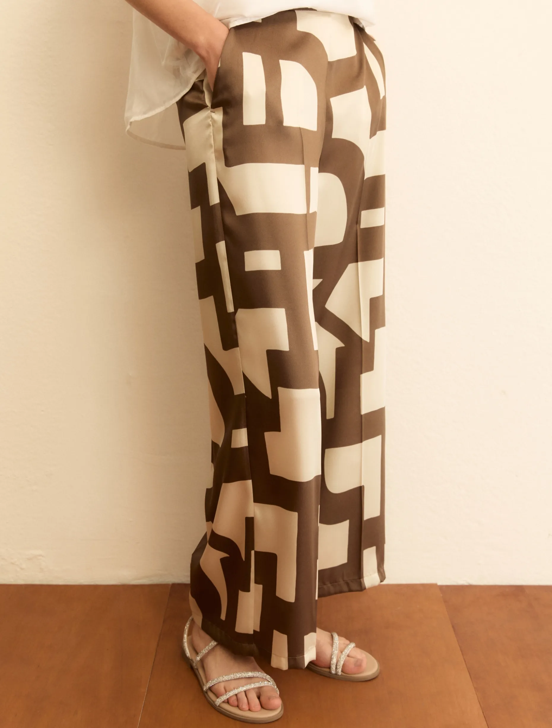 Pantalone in twill stampato - TORTORA