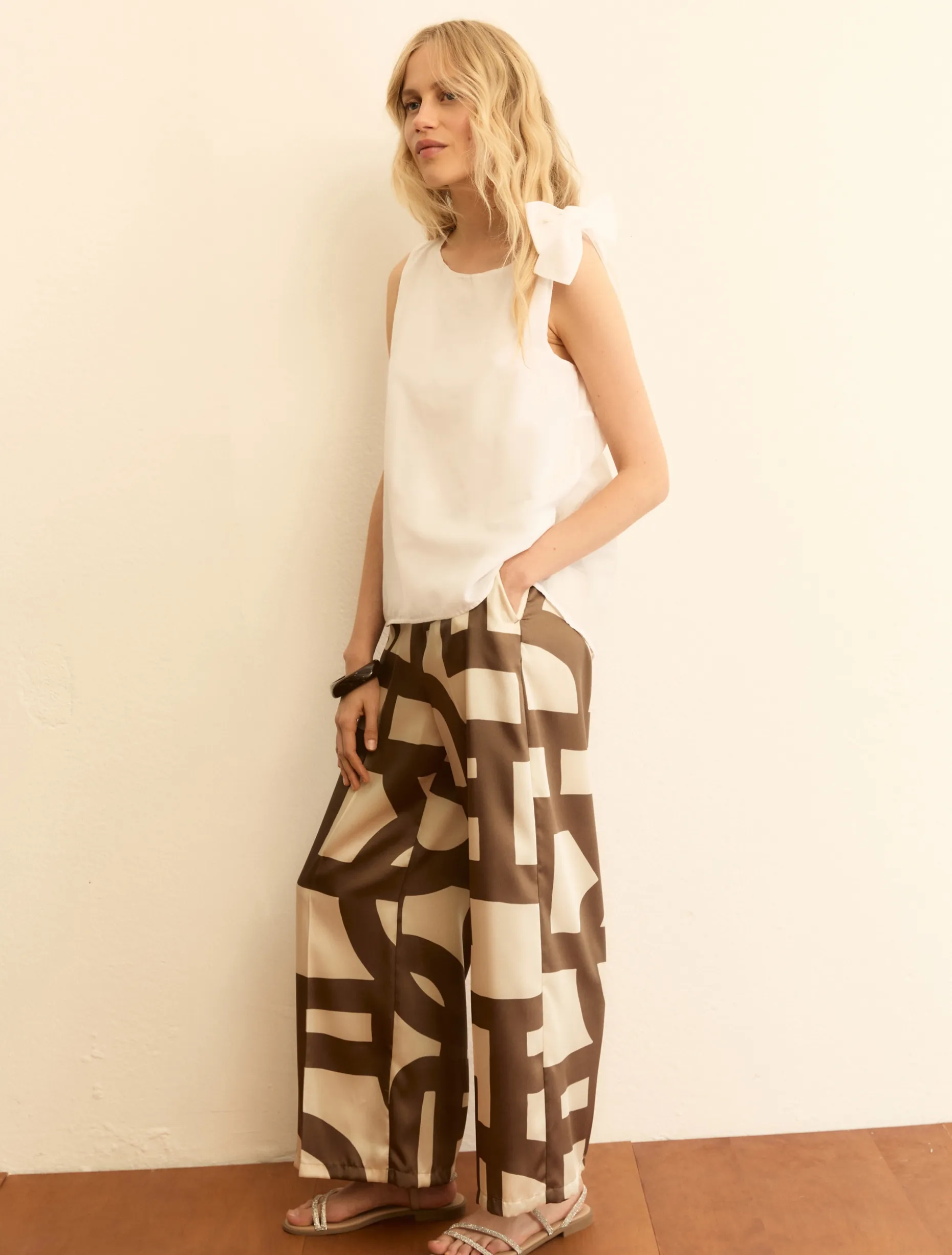 Pantalone in twill stampato - TORTORA