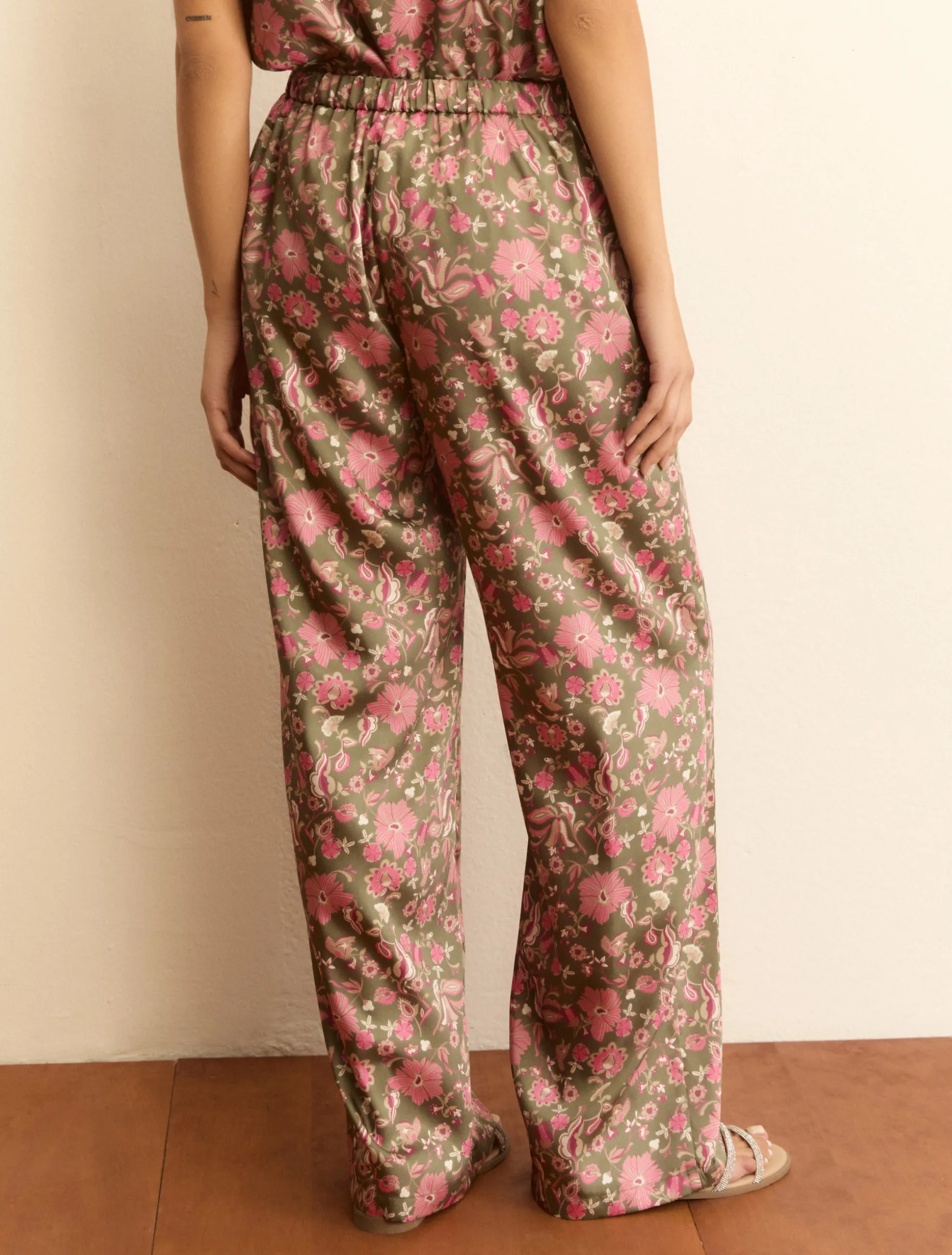 Pantalone in twill stampato - VERDE SOTTOBOSCO