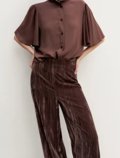 Pantalone in velluto crackle - MARRONE