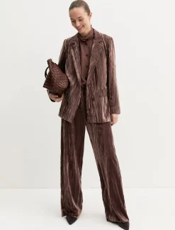 Pantalone in velluto crackle - MARRONE