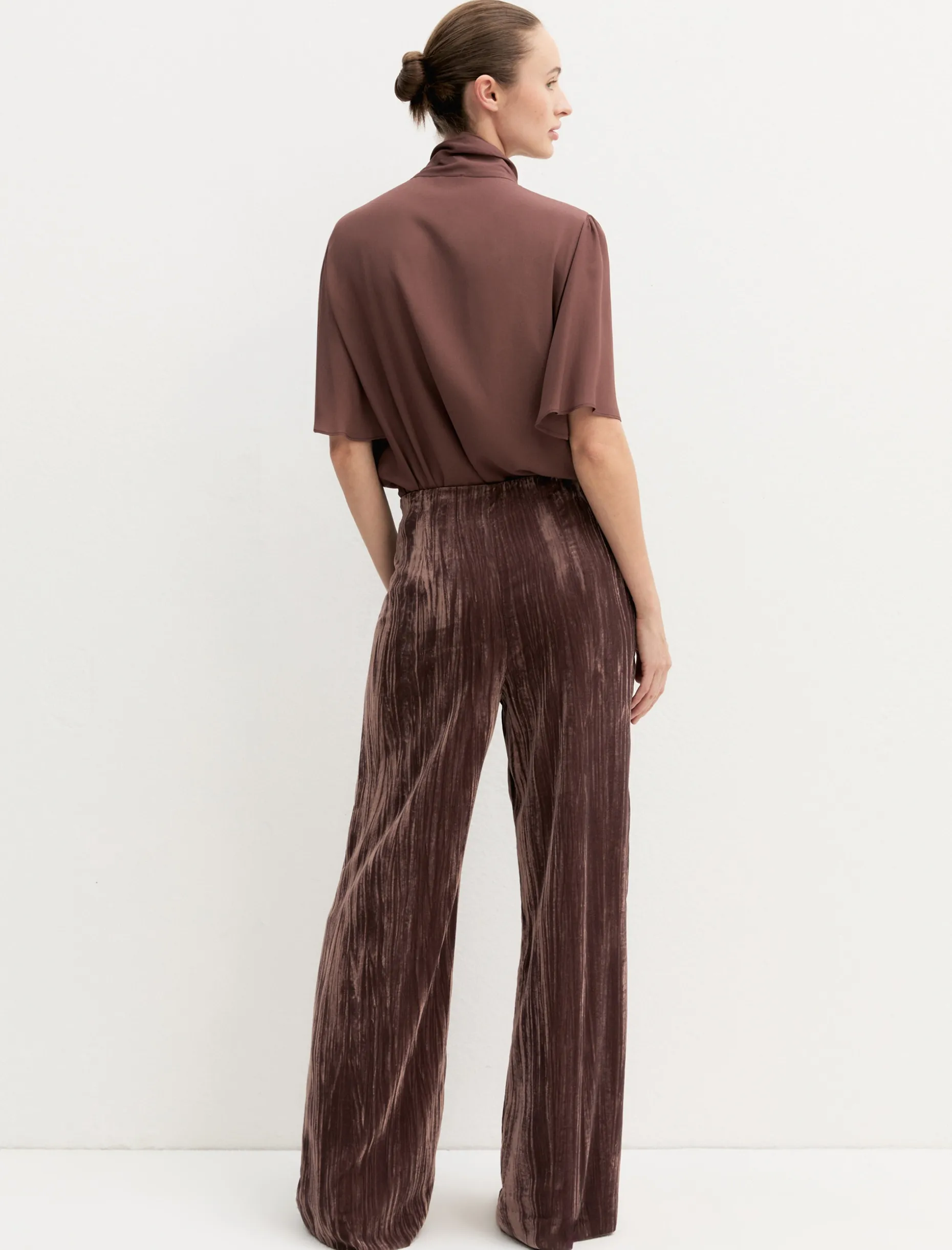 Pantalone in velluto crackle - MARRONE