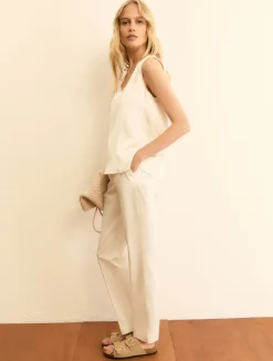Pantalone slim fit in gabardina - BIANCO