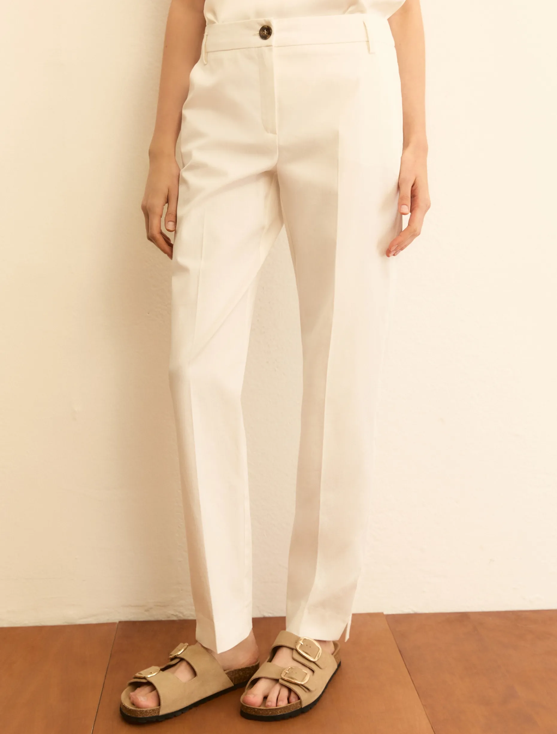 Pantalone slim fit in gabardina - BIANCO