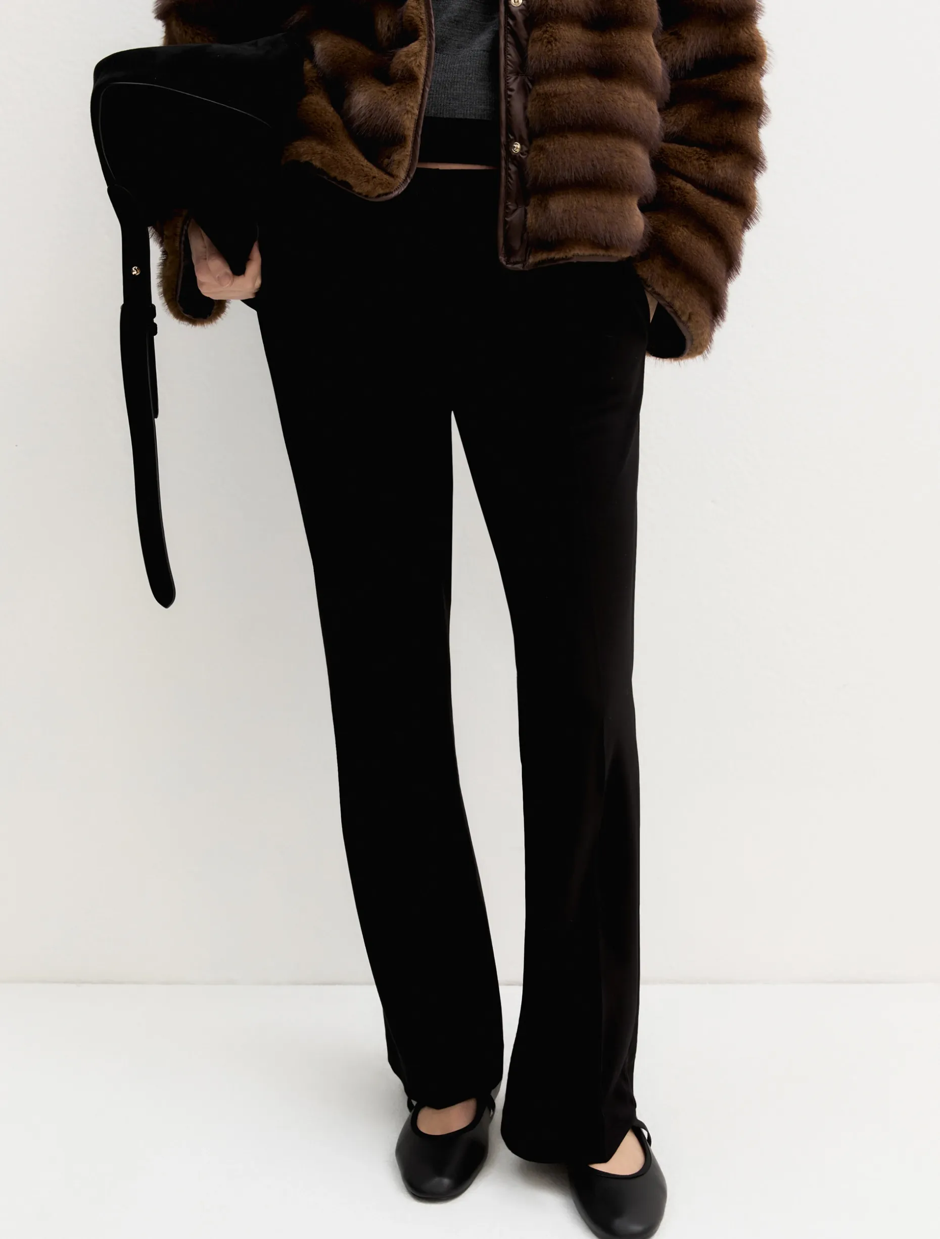 Pantalone slim fit in jersey stretch - NERO