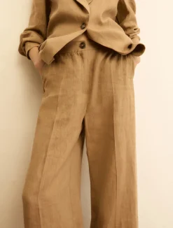 Pantalone dritto in lino - ECRU`