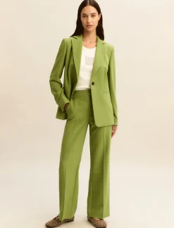 Pantalone dritto in tessuto stretch - VERDE