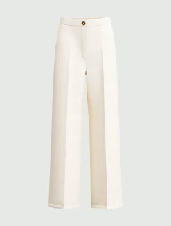 Pantalone fluido in viscosa e lino - BIANCO