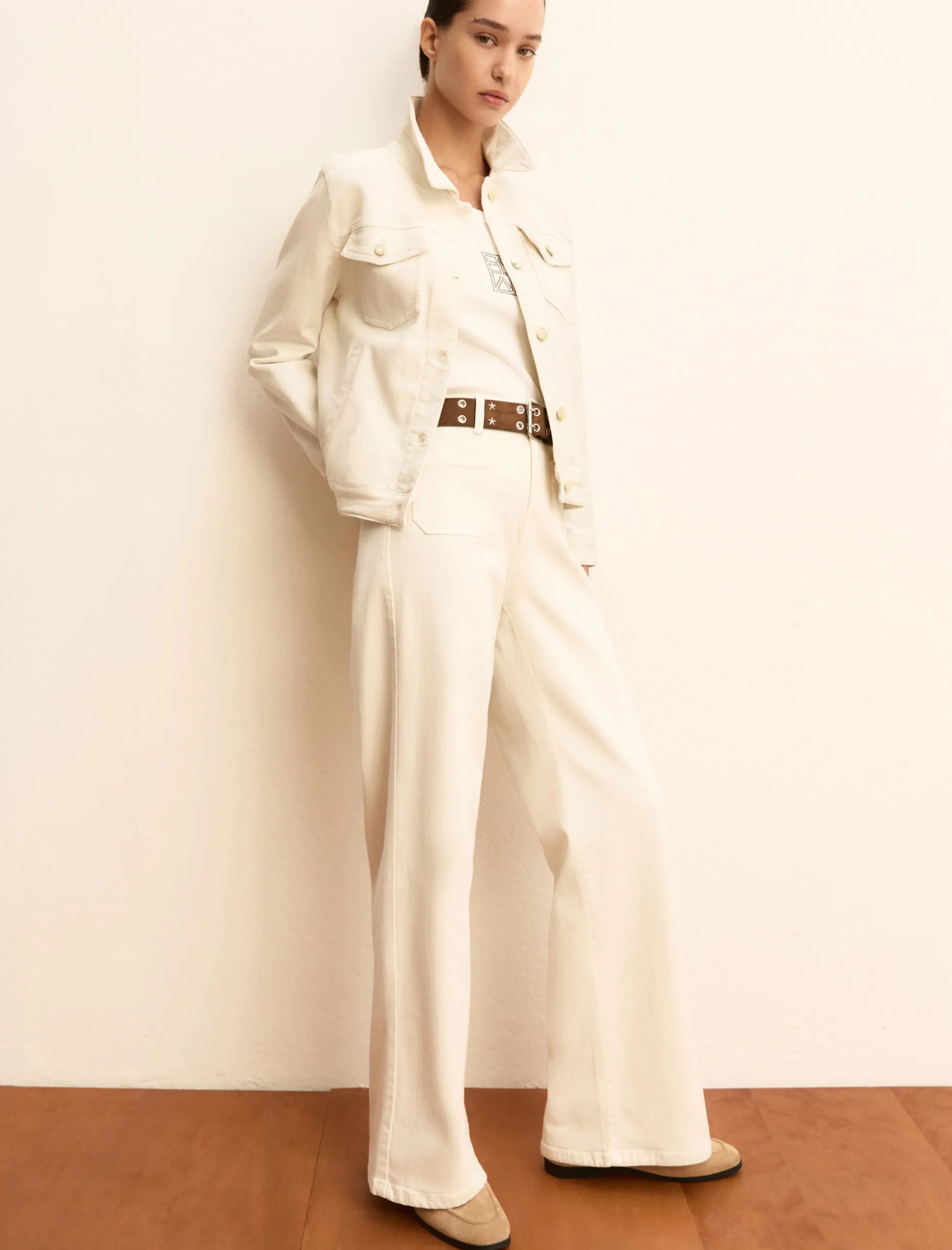 Pantalone in gabardina stretch - BIANCO LANA