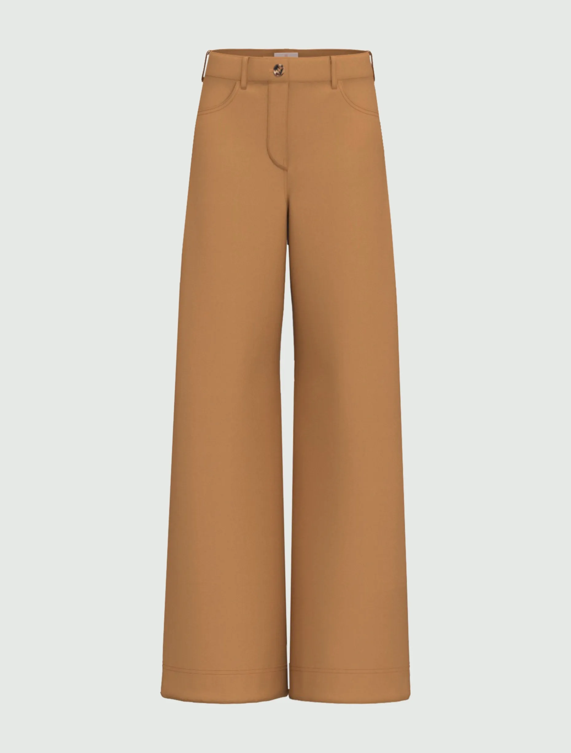 Pantalone wide leg in gabardina stretch - CAMMELLO