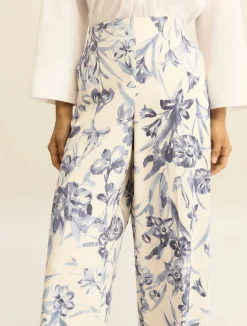 Pantaloni in cotone stretch - AZZURRO