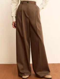 Pantaloni in raso di cotone stretch - KAKI
